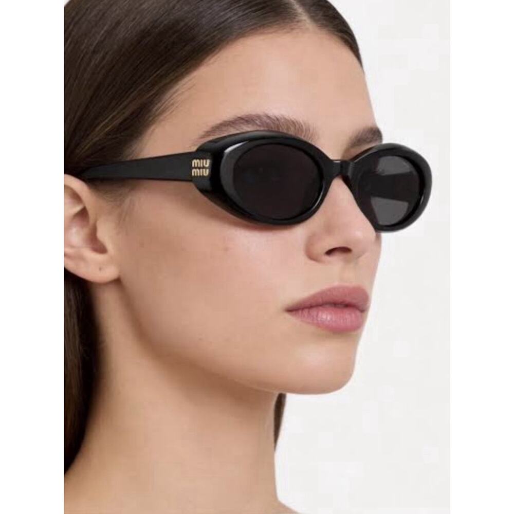 MIU MIU MU B09S 16K08Z Black Gold Dark Grey Lens Women Sunglasses AUTHENTIC - Picture 6 of 8